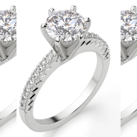 Diamond Nexus Angleix Round Engmt Ring & Wedding - Picture 5 of 6